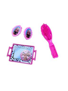 Barbie 1983 Mattel Tray Hairbrush Earring Clips Pink Doll Accessories Vintage